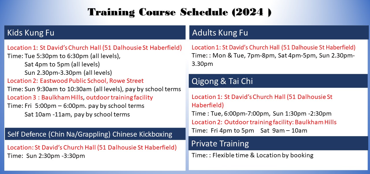 Training Course schedule 2020